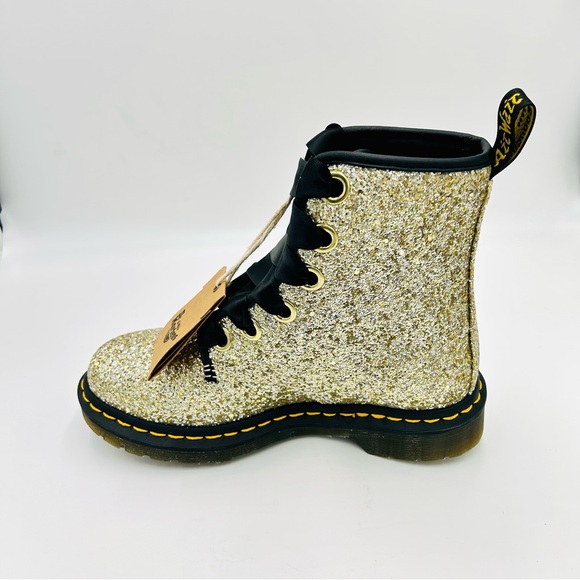 Dr Marten boots 1460 Farrah Gold Glitter Combat Ankle boots New Women Size 6 - Picture 4 of 11